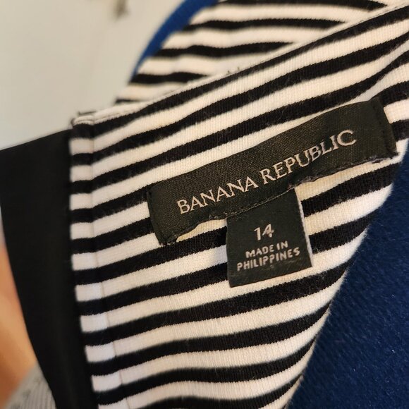 Banana Republic Black/White striped midi dress - sz 14 - Picture 4 of 5